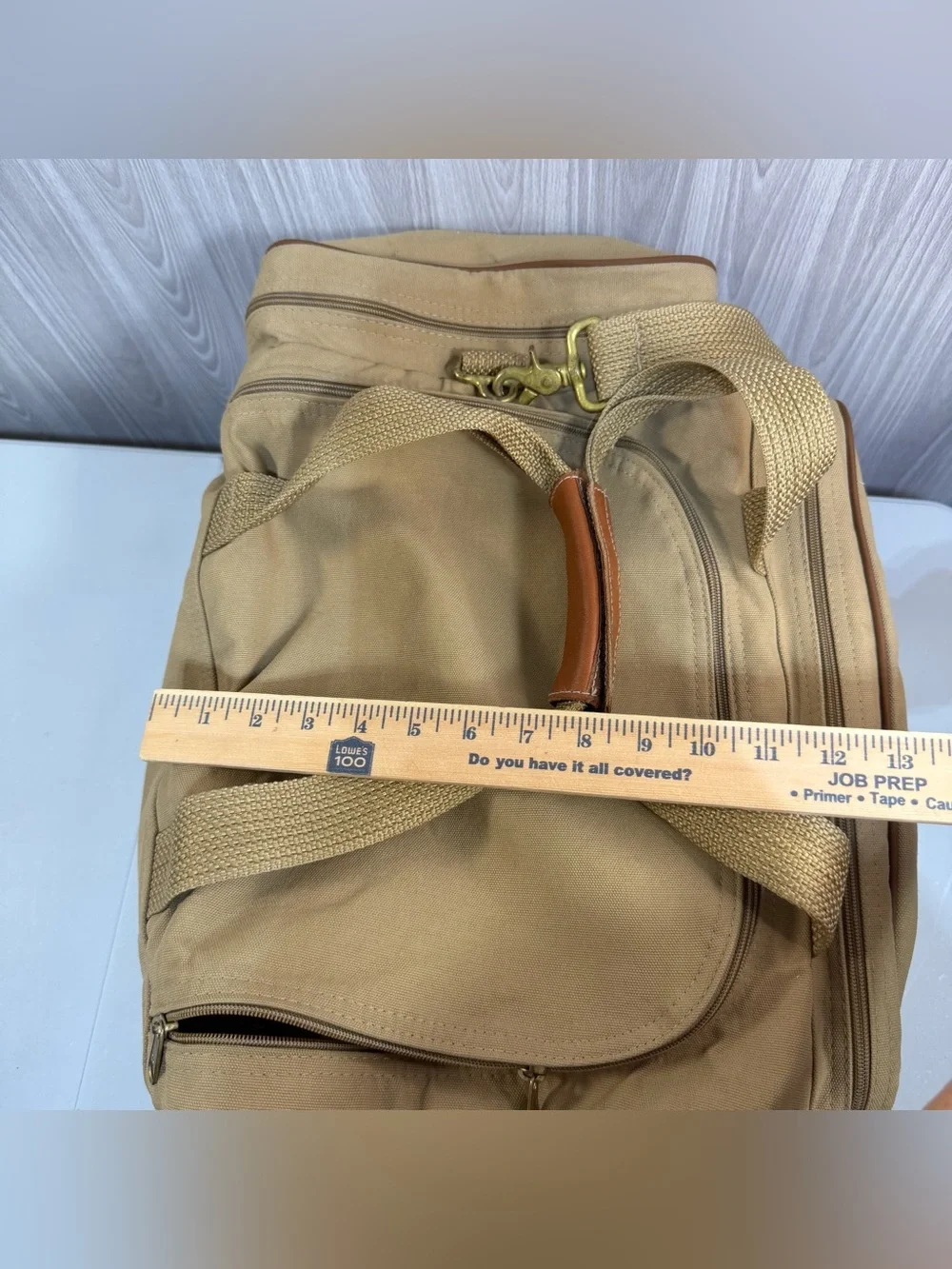 Vintage Ford‎ Edition Eddie Bauer Duffle Bag Canvas Tan Weekender Military